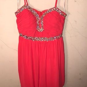 Sequined Coral Semi-Formal Dress